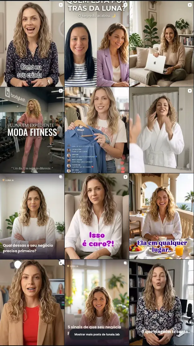 Perfil da Luna, influencer de IA